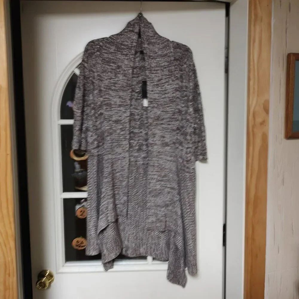 New Alfani Metallic Taupe Open Front Cardigan Size Women's OX